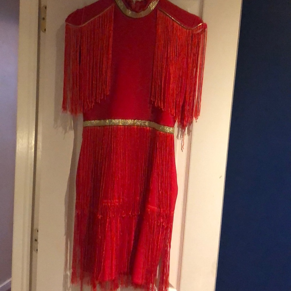 Red tassel dress
